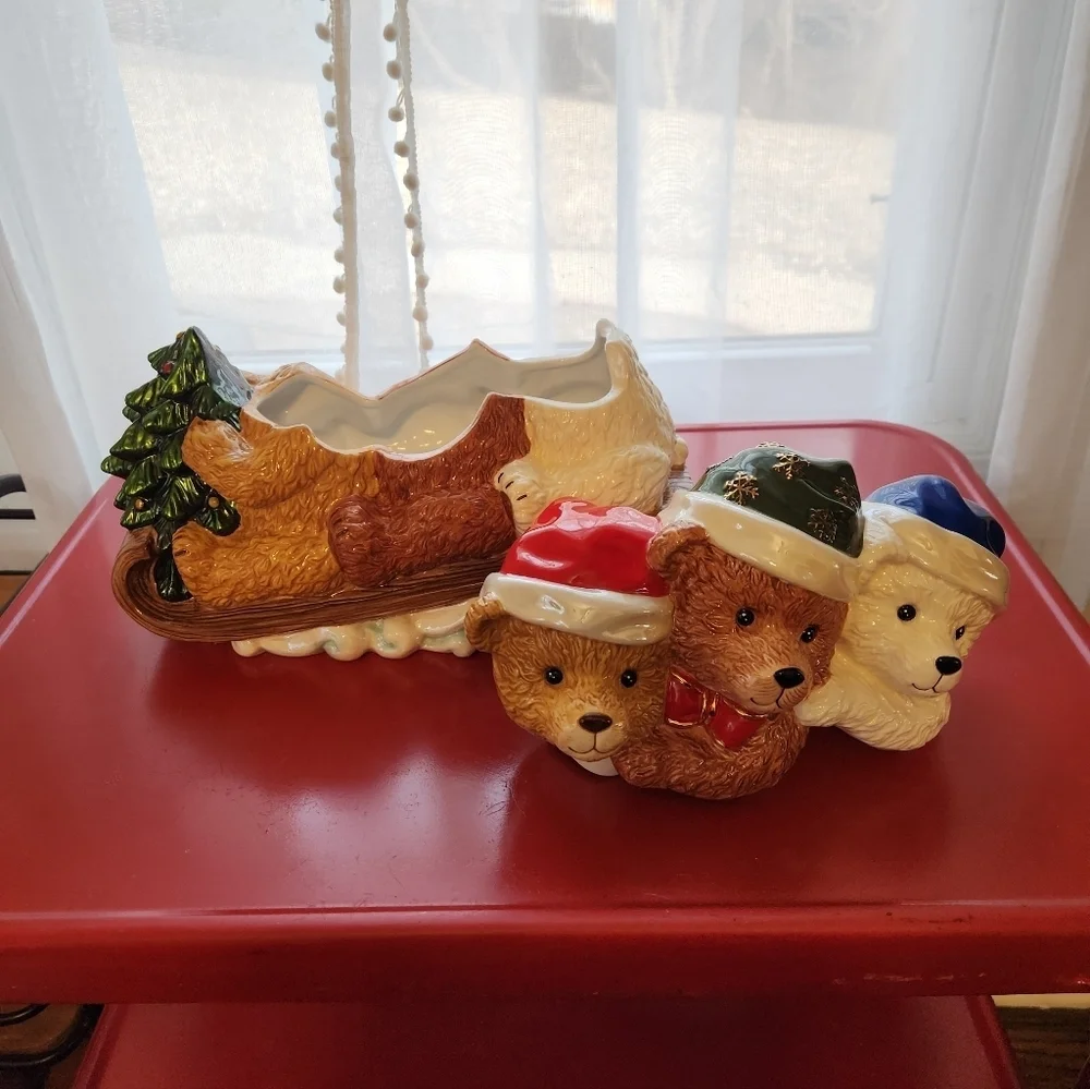 Radko Holiday Bear Cookie Jar